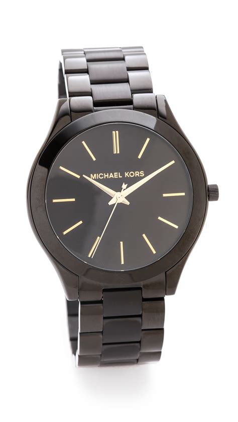 michael kors slim runway watch black womens|Michael Kors matte black watch.